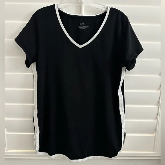 J. Jill Fit Black and White Progress Color Block Tunic Top Size M - Picture 1 of 11